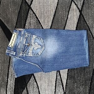 ROCK REVIVAL JILLIAN EMBROIDERED RHINESTONES EASY FIT BOOT-CUT DENIM